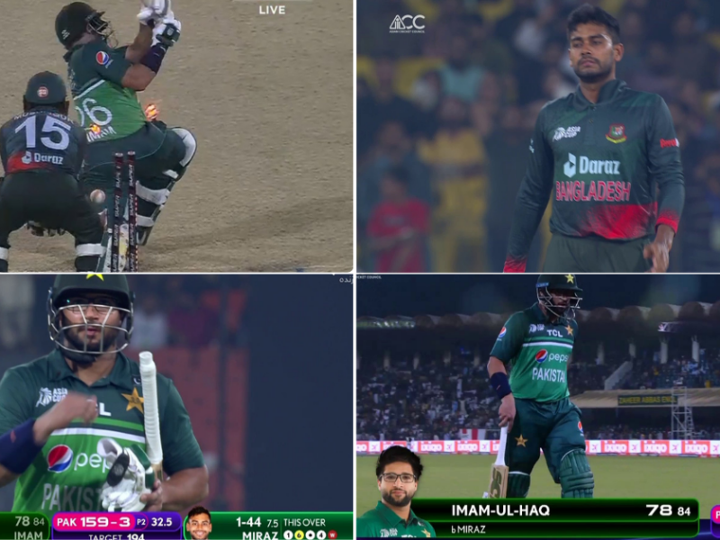 PAK vs BAN: Watch - Imam-ul-Haq Gets Castled By Mehidy Hasan Miraz As He Tries To Hit Him For Six