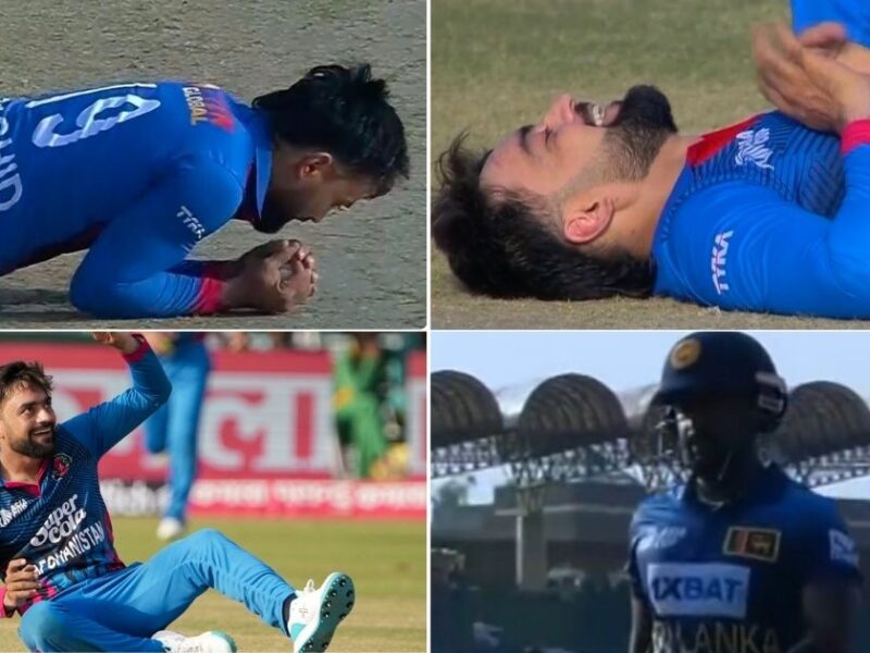 AFG vs SL: Watch - Injured Rashid Khan Takes A Brilliant Low Catch Off His Bowling To Dismiss Charith Asalanka In Asia Cup 2023
