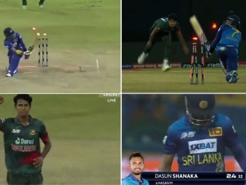 SL vs BAN: Watch - Dasun Shanaka Gets Castled As He Attempts To Play Scoop On Yorker Against Hasan Mahmud