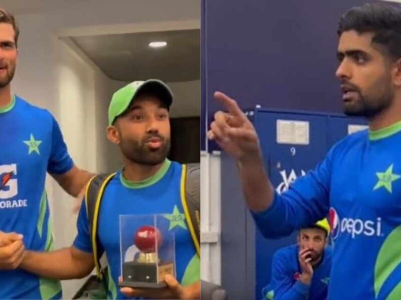 Shaheen Afridi, Mohammad Rizwan and Babar Azam {PC:X}