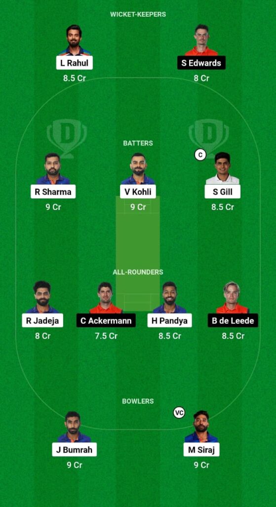IND vs NED Dream11 Prediction Fantasy Cricket Tips Dream11 Team ICC World Cup Warm-up