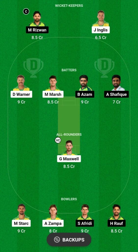 AUS vs PAK Dream11 Prediction Fantasy Cricket Tips Dream11 Team ICC World Cup 2023
