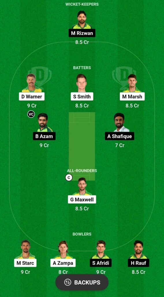 AUS vs PAK Dream11 Prediction Fantasy Cricket Tips Dream11 Team ICC World Cup 2023