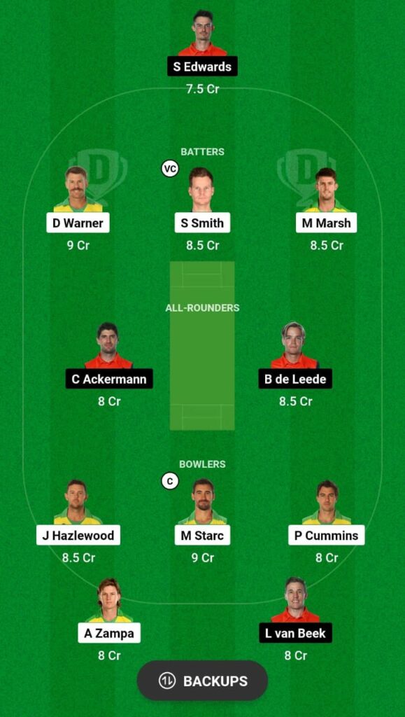 AUS vs NED Dream11 Team Today, Dream11 Prediction ICC World Cup 2023 ...