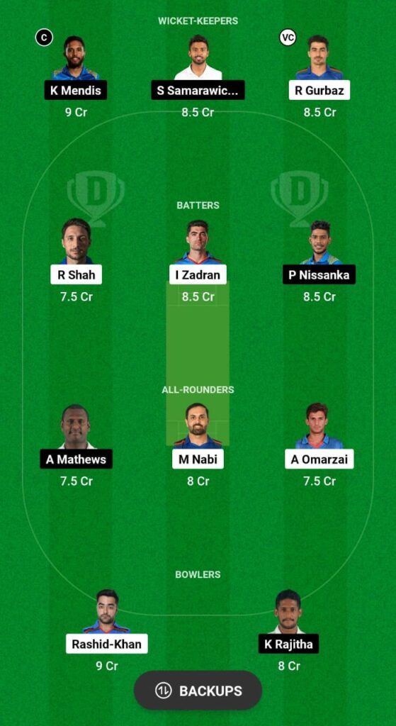 AFG vs SL Dream11 Prediction Fantasy Cricket Tips Dream11 Team ICC World Cup 2023