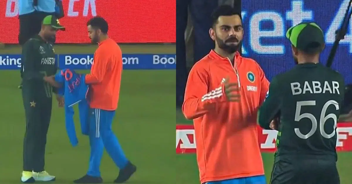 IND vs PAK: Watch - Virat Kohli Gifts India Jerseys To Babar Azam