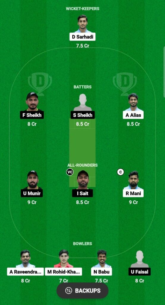 CSG vs SRE Dream11 Prediction Fantasy Cricket Tips Dream11 Team ICCA Academy i10 2023