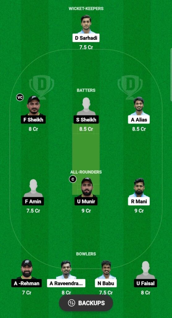 CSG vs SRE Dream11 Prediction Fantasy Cricket Tips Dream11 Team ICCA Academy i10 2023