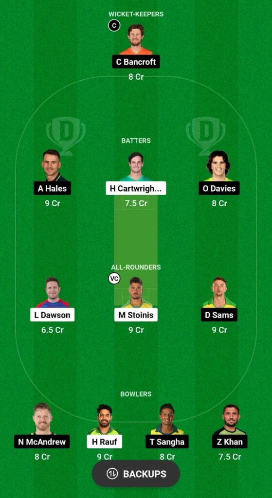 STA vs THU Dream11 Prediction Fantasy Cricket Tips Dream11 Team BBL 2023 