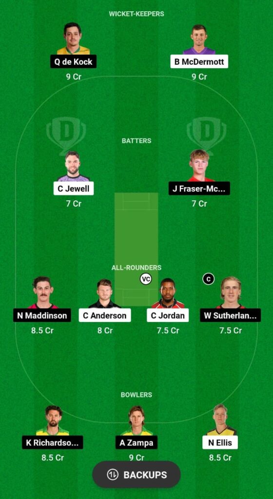 HUR vs REN Dream11 Prediction Fantasy Cricket Tips Dream11 Team BBL 2023 