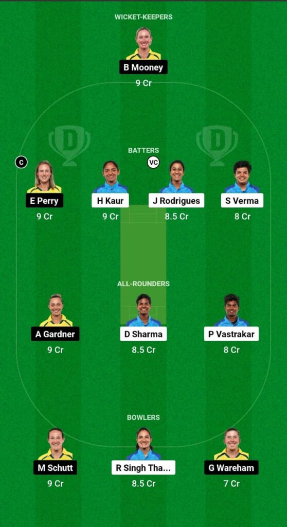 IN-W vs AU-W Dream11 Prediction Fantasy Cricket Tips Dream11 Team Australia Women Tour of India 