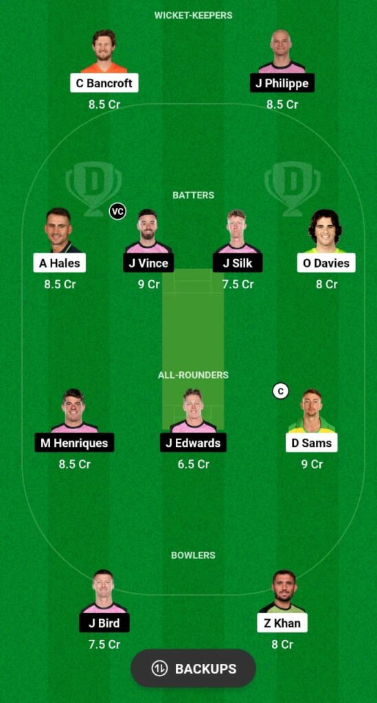 THU vs SIX Dream11 Prediction Fantasy Cricket Tips Dream11 Team BBL 2023 