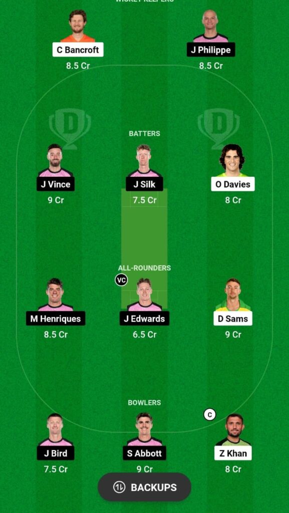 THU vs SIX Dream11 Prediction Fantasy Cricket Tips Dream11 Team BBL 2023 