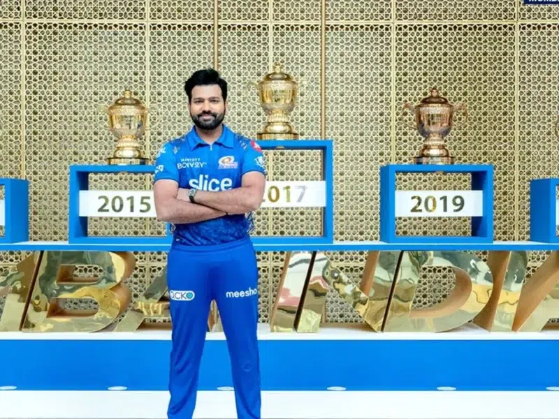 Rohit Sharma with IPL trophies