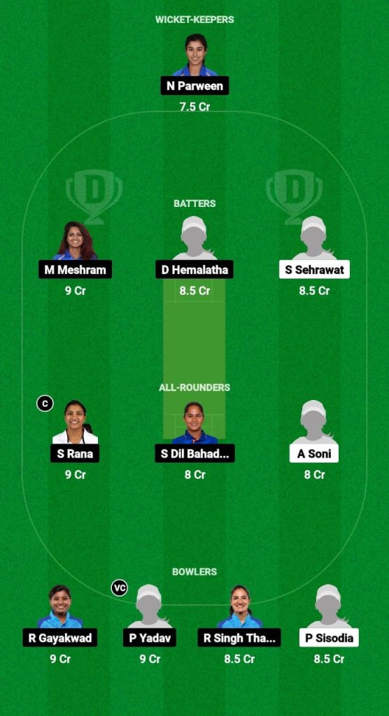 DEL-W vs RAI-W Dream11 Prediction Fantasy Cricket Tips Dream11 Team Indian Women's Domestic OD 