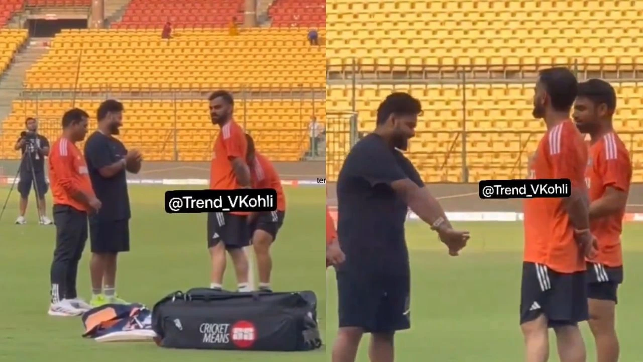 India vs Afghanistan: Rishabh Pant interacts with Virat Kohli during Indian  team's practice session in Bengaluru - India Today