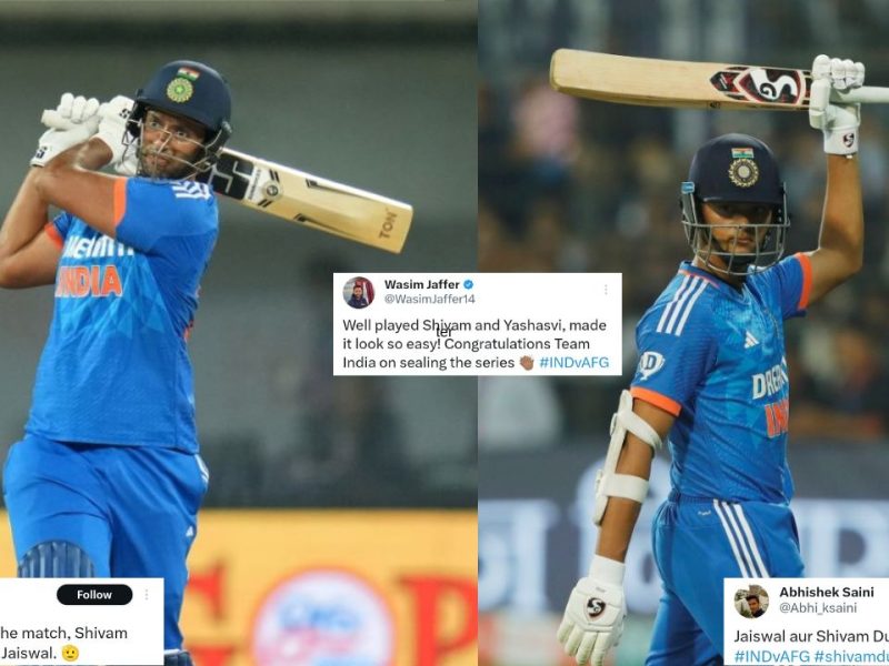 Twitter reacts Shivam Dube and Yashasvi Jaiswal Help India Beat Afghanistan