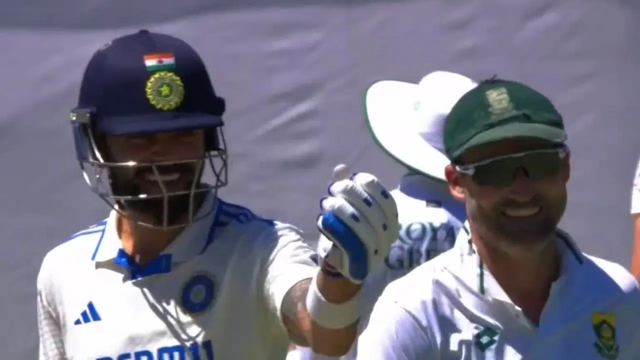 Virat Kohli and Dean Elgar engaged in banter