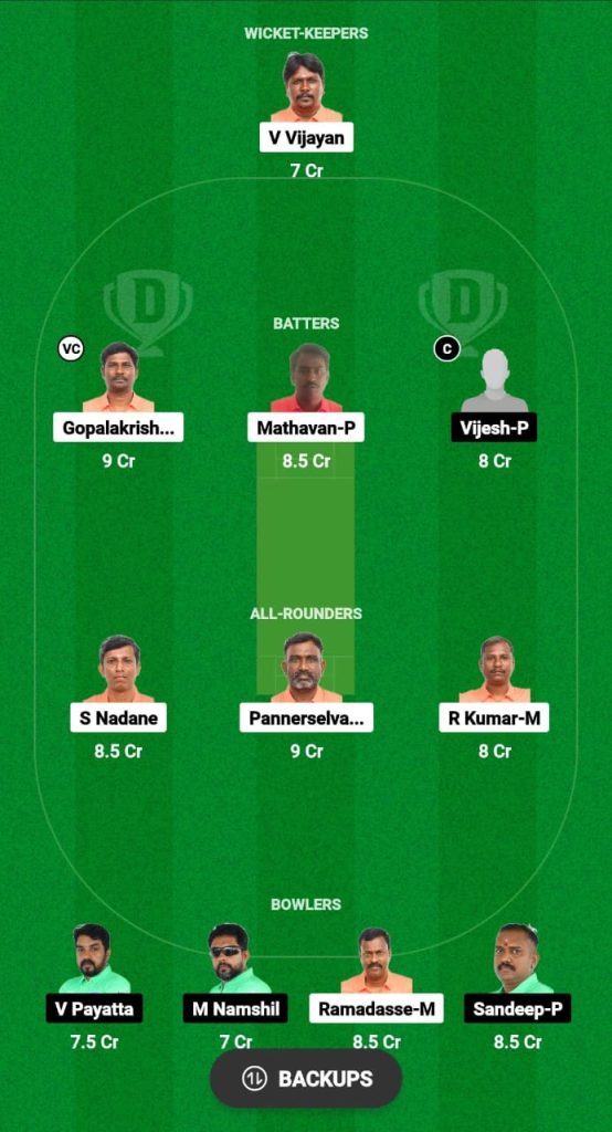KXI vs MXI Dream11 Prediction Fantasy Cricket Tips Dream11 Team Pondicherry Masters T10 