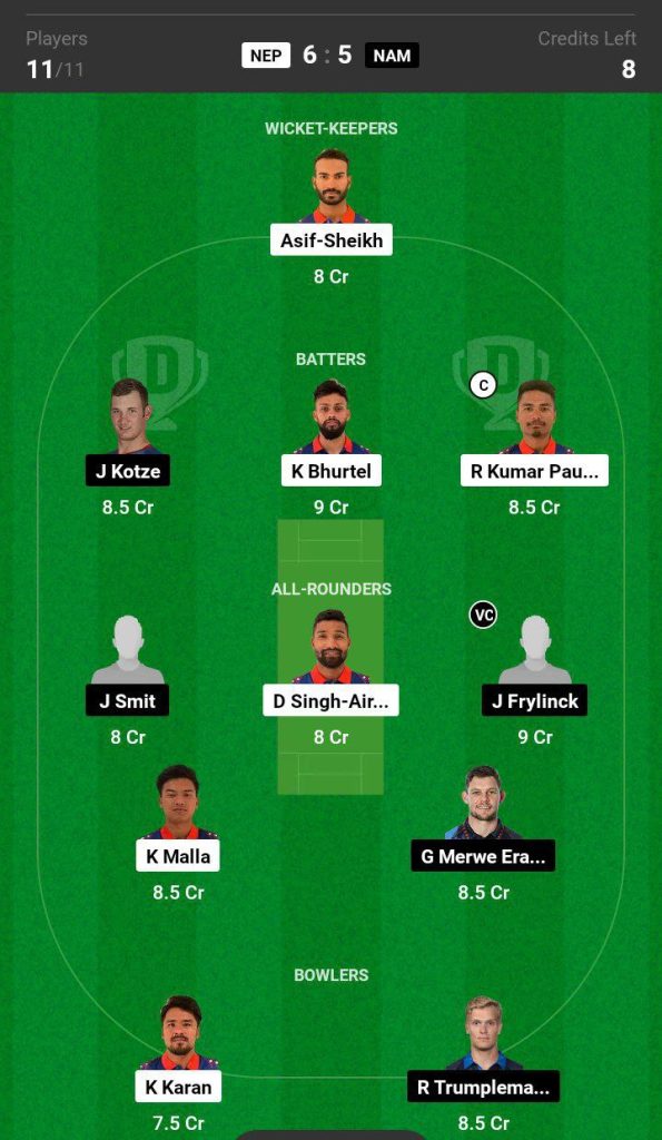 NEP vs NAM Dream11 Prediction Lately Fit 1 ICC CWC League 2 2024