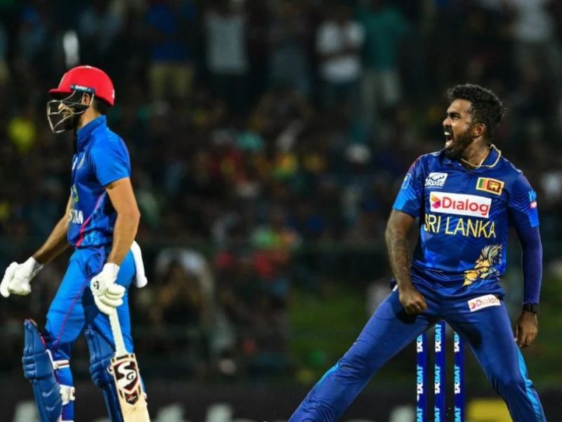 Sri Lanka leg spinner Wanindu Hasaranga roars after taking a wicket