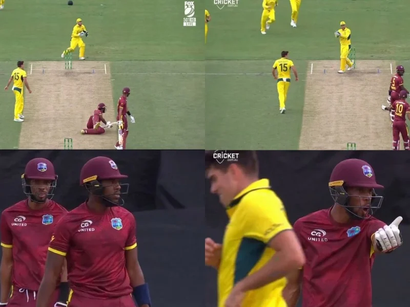 Matthew Forde, Roston Chase fight after run out