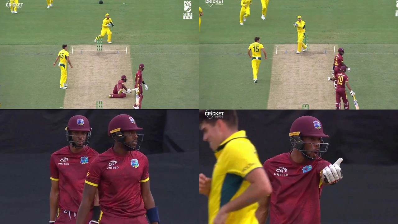 Matthew Forde, Roston Chase fight after run out