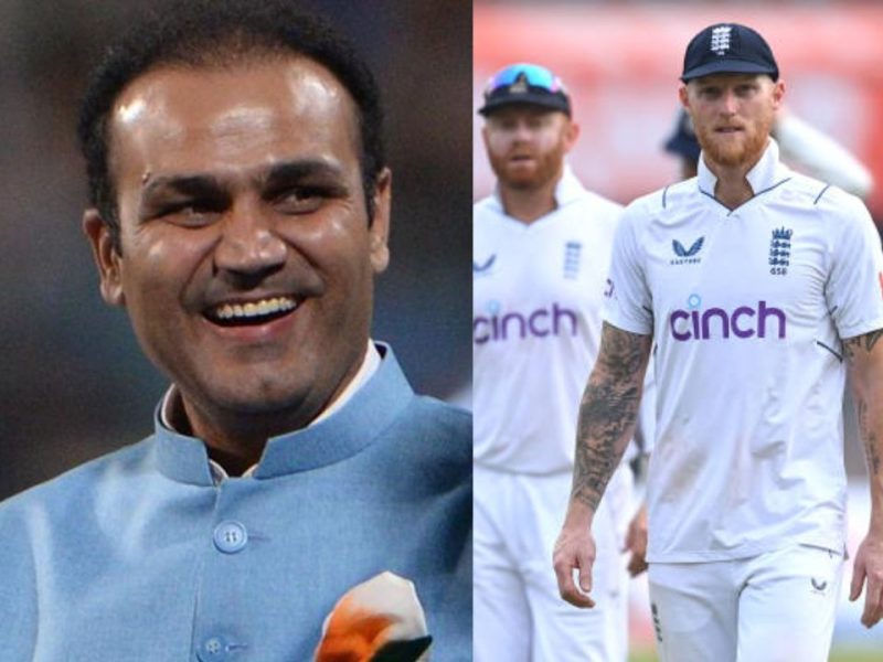 Virender Sehwag and Ben Stokes, England