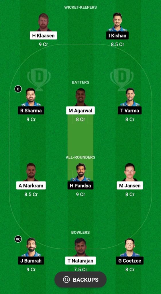 SRH vs MI Dream11 Prediction Fantasy Cricket Tips Dream11 Team IPL 2024 