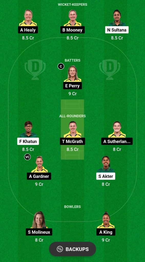 BD-W vs AU-W Dream11 Prediction Fantasy Cricket Tips Dream11 Team Australia Women Tour of Bangladesh 