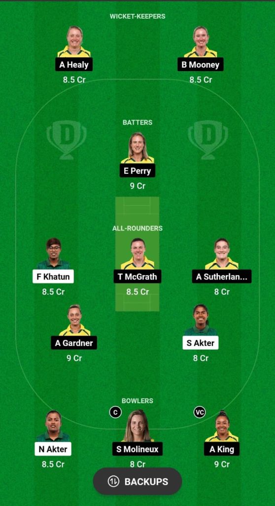 BD-W vs AU-W Dream11 Prediction Fantasy Cricket Tips Dream11 Team Australia Women Tour of Bangladesh 