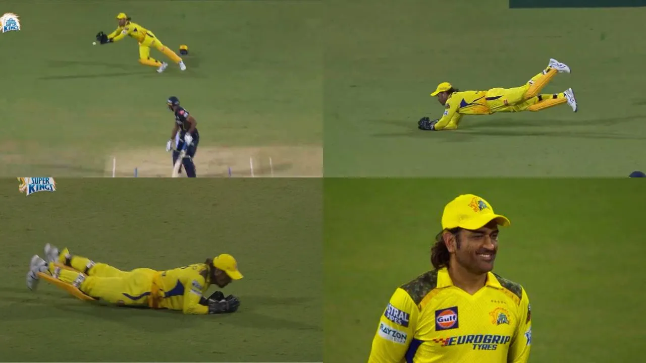 MS Dhoni takes a blinder