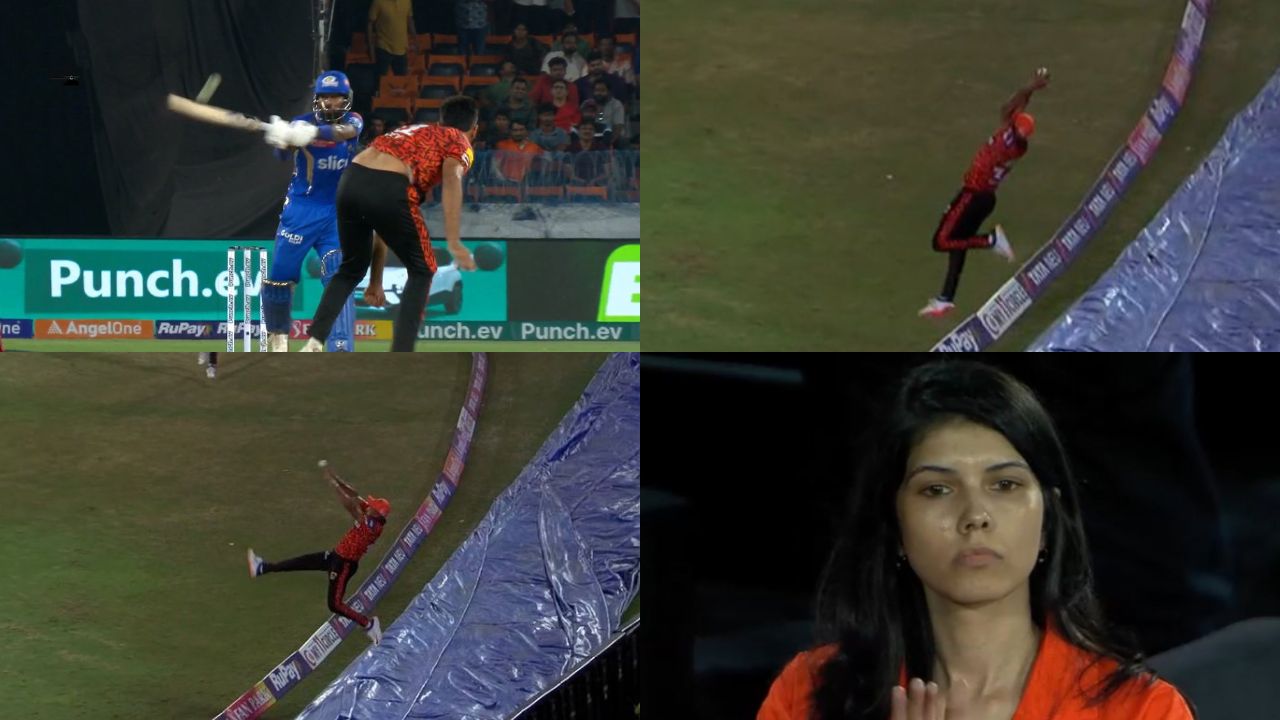 Mayank Agarwal saves a six