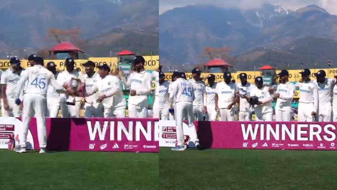 Watch: Heartwarming Gesture! Rohit Sharma Passes Trophy To Sarfaraz ...