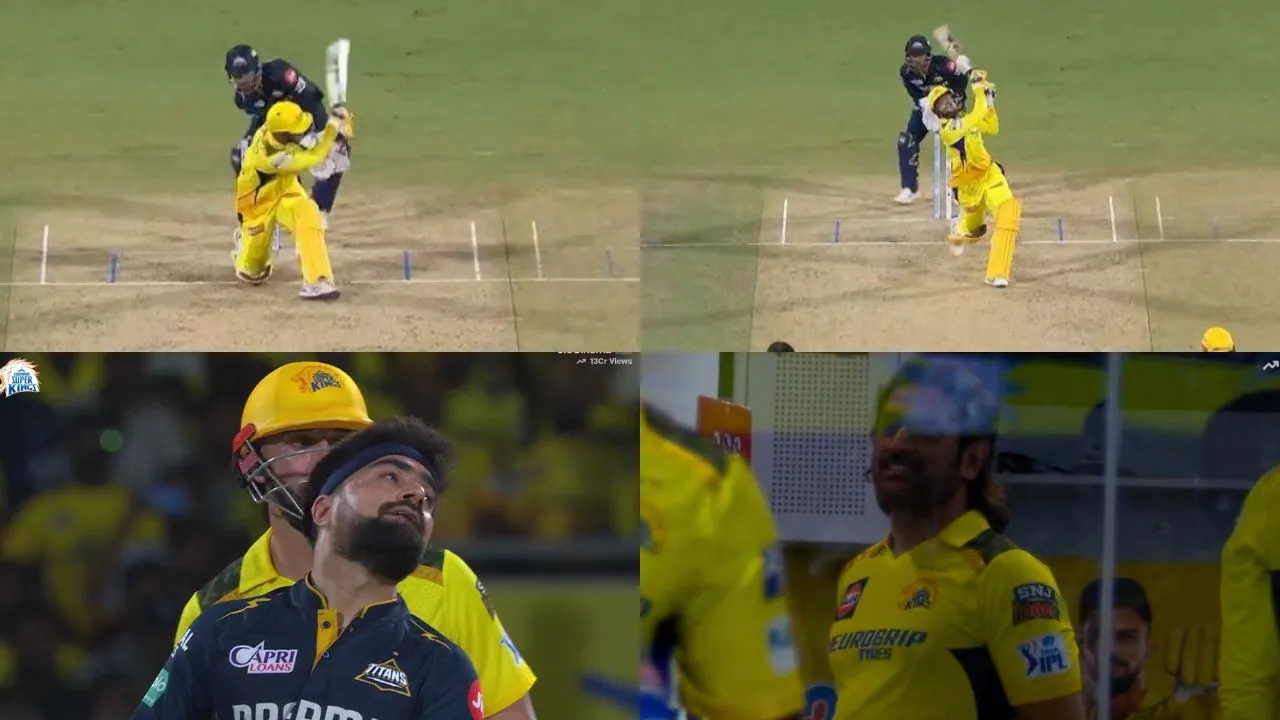 Watch: MS Dhoni’s priceless reaction as Sameer Rizvi smokes Rashid Khan for 2 sixes in debut IPL innings