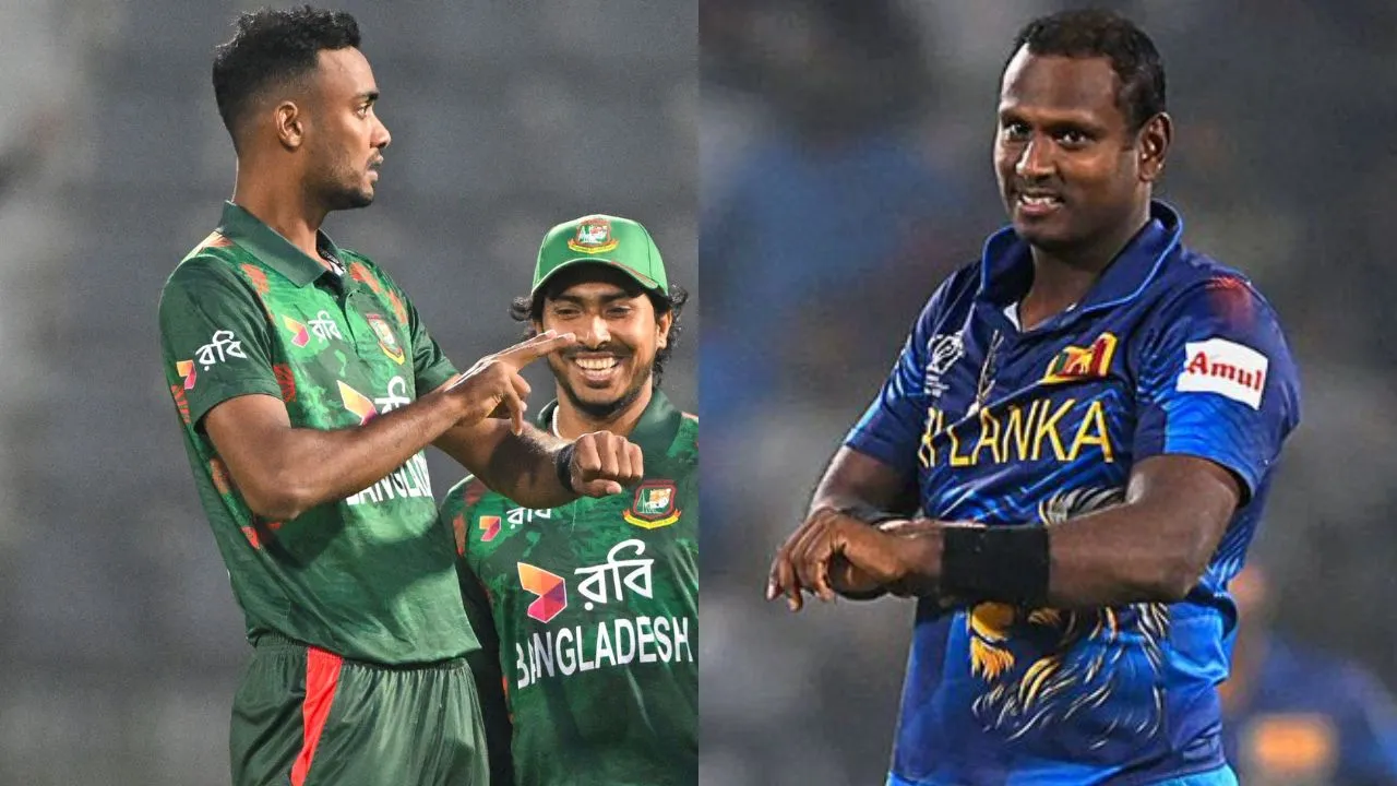 Shoriful Islam replicated Angelo Mathews watch celebration