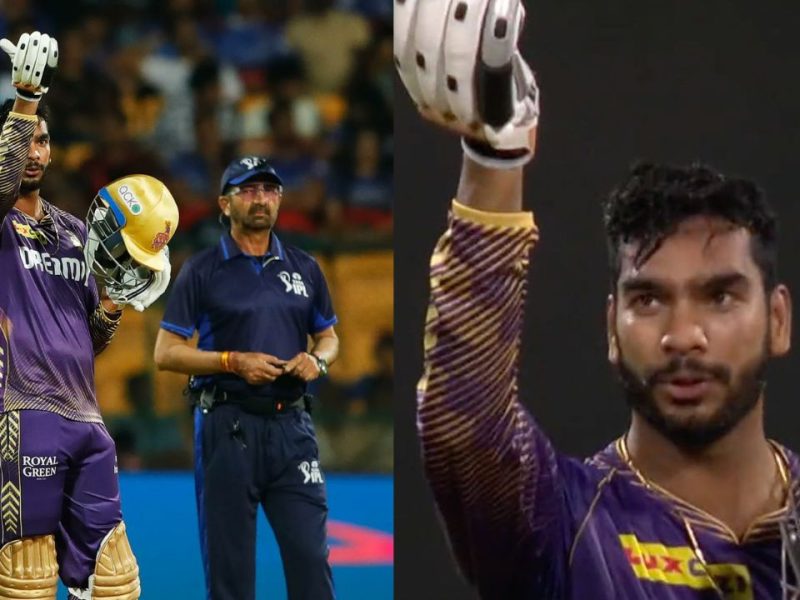 Watch: Venkatesh Iyer blows a kiss to his fiancée after hitting fifty vs RCB in IPL 2024