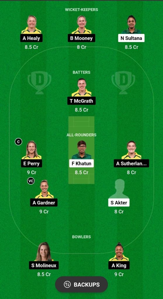 BD-W vs AU-W Dream11 Prediction Fantasy Cricket Tips Dream11 Team Australian Women Tour of Bangladesh 